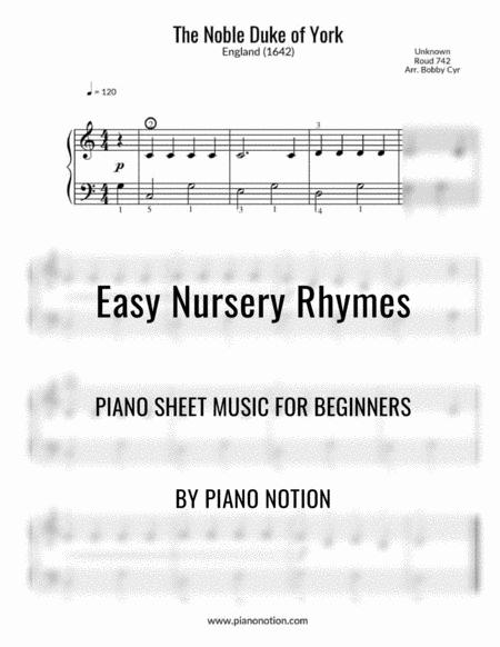 Free Sheet Music The Noble Duke Of York Easy Piano Solo