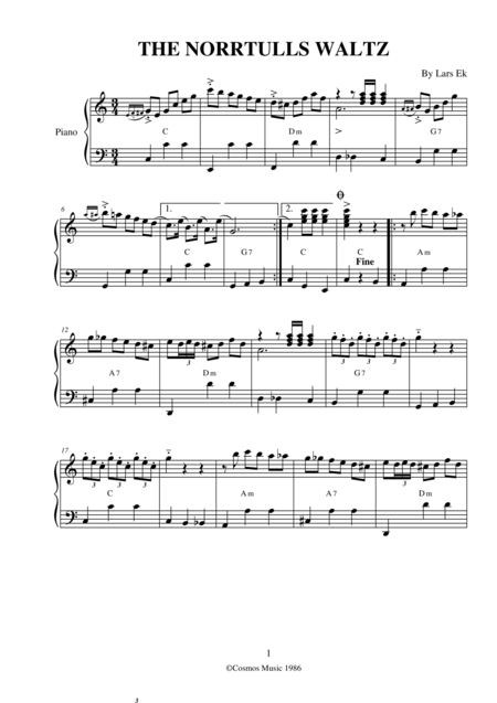 Free Sheet Music The Norrtulls Waltz