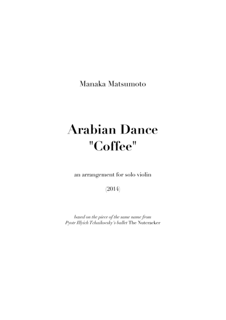 The Nutcracker Arabian Dance Arr For Solo Violin Sheet Music