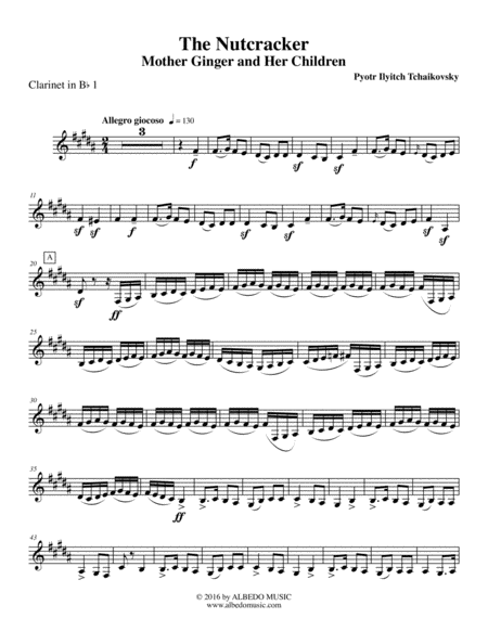 The Nutcracker Mother Ginger And Her Children Polichinelles Clarinet In Bb 1 Transposed Part Sheet Music