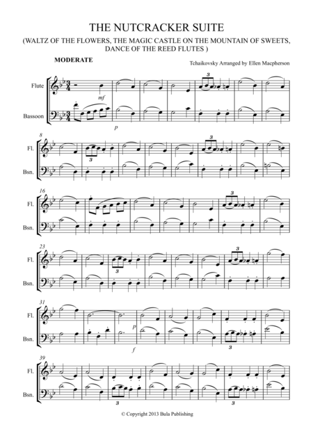 The Nutcracker Suite Flute Bassoon Duet Waltz Of The Flowers The Magic Castle On The Mountain Of Sweets Dance Of The Reed Flutes Sheet Music