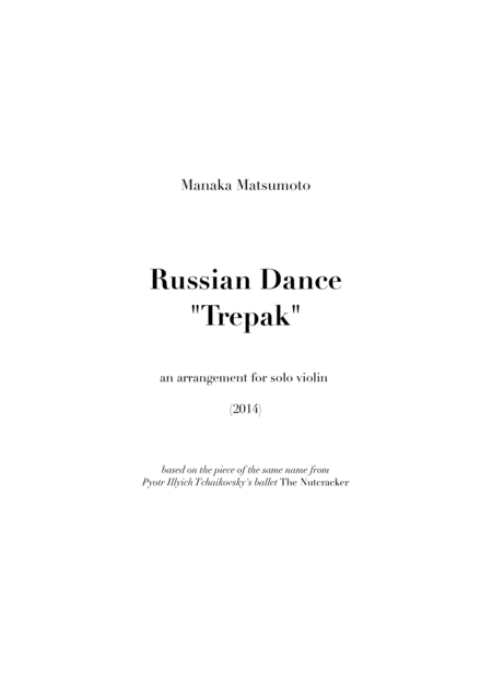 The Nutcracker Trepak Arr For Solo Violin Sheet Music