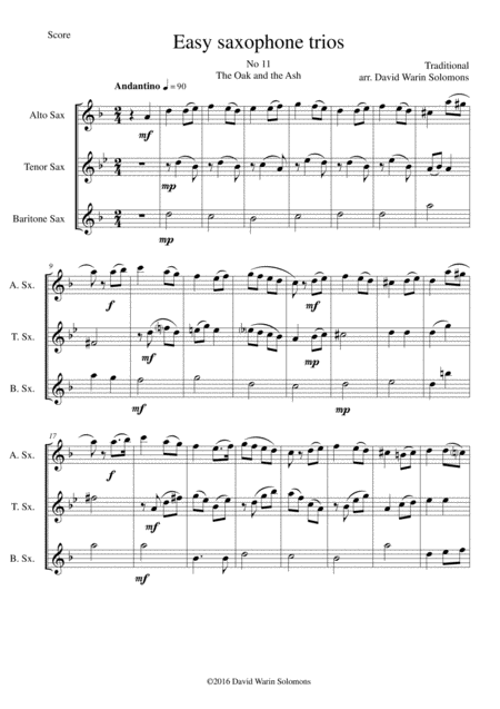 The Oak And The Ash A North Country Maid For Saxophone Trio Sheet Music