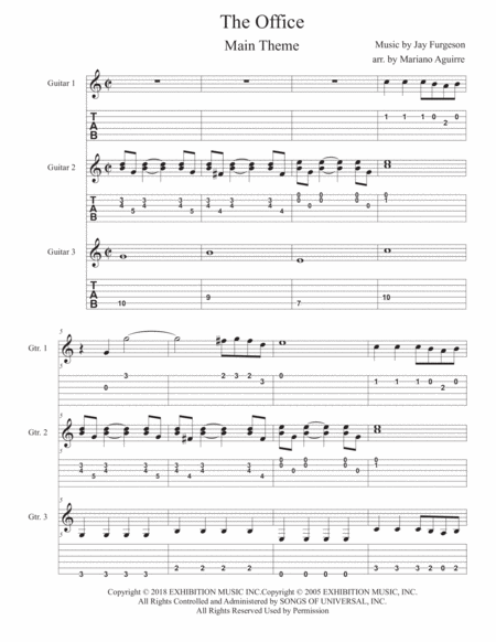 The Office Theme For Guitar Trio Sheet Music