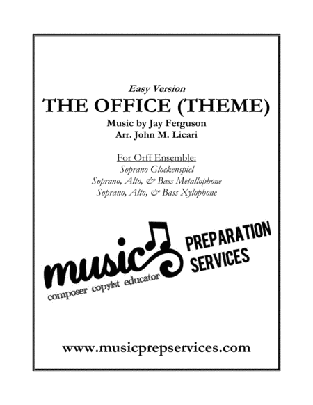 The Office Theme Orff Ensemble Easy Version Sheet Music