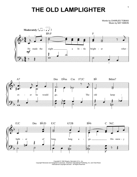 The Old Lamplighter Sheet Music