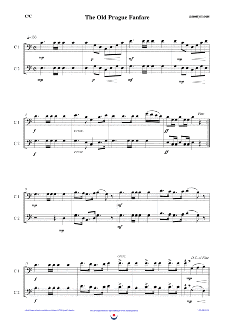 The Old Prague Fanfare Easy Brass Duet Nb 1 C C Sheet Music