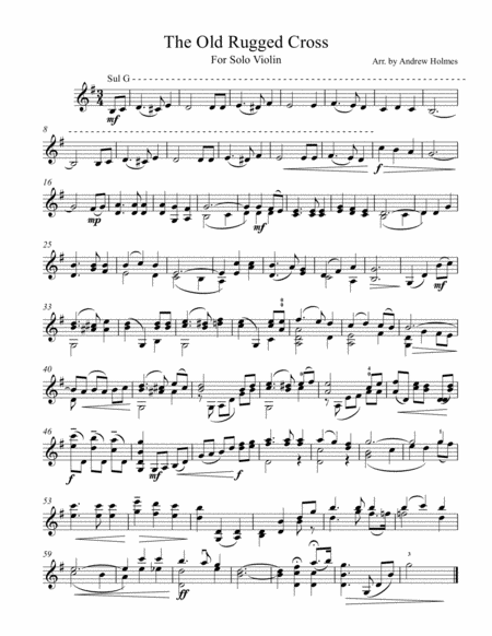 The Old Rugged Cross For Solo Violin Sheet Music