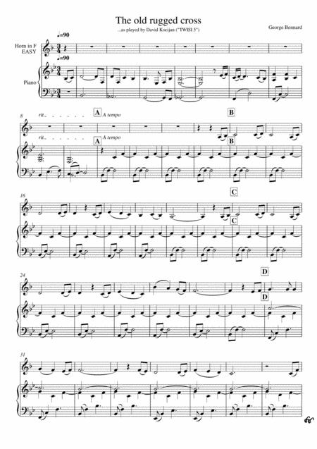 Free Sheet Music The Old Rugged Cross Piano Horn In F Easy