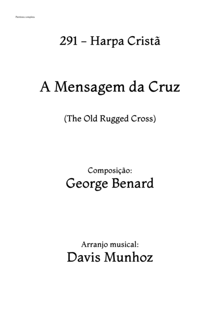 The Old Rugged Cross Rude Cruz A Mensagem Da Cruz Sheet Music