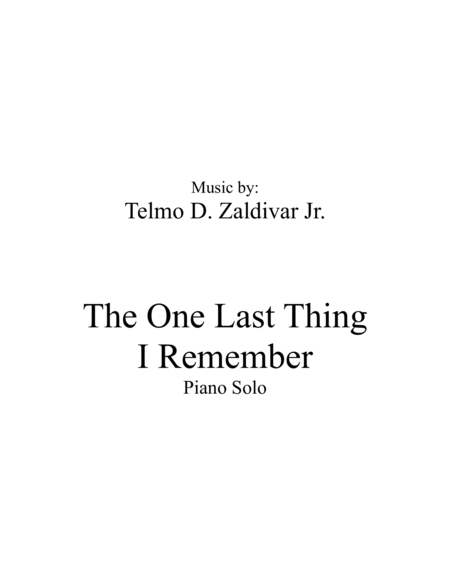 The One Last Thing I Remember Sheet Music