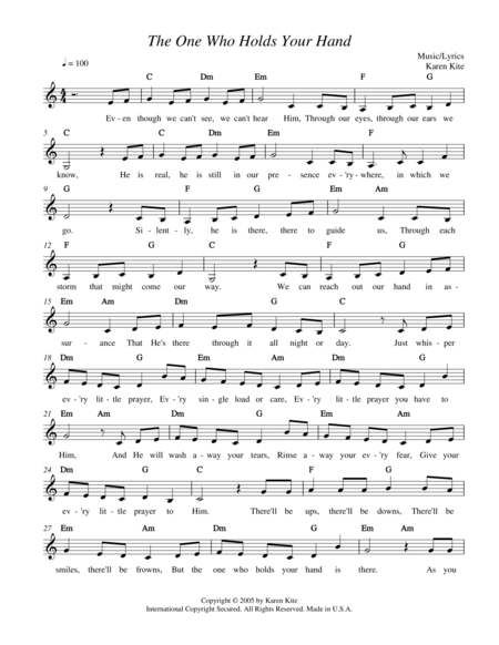 The One Who Holds Your Hand Sheet Music