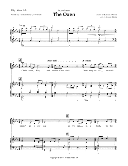 The Oxen High Voice Solo Sheet Music