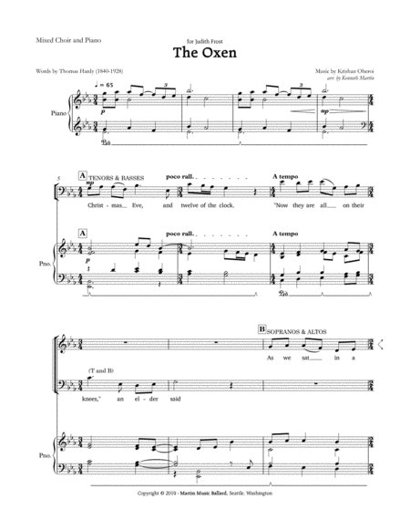 The Oxen Satb And Piano Sheet Music