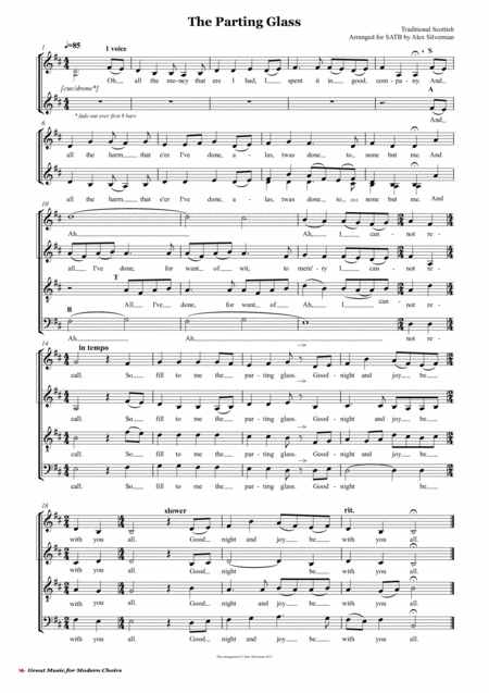 The Parting Glass Satb Arrangement Sheet Music