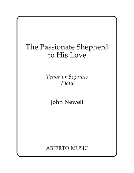 The Passionate Shepherd To His Love Sheet Music