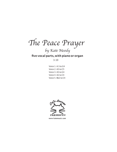Free Sheet Music The Peace Prayer