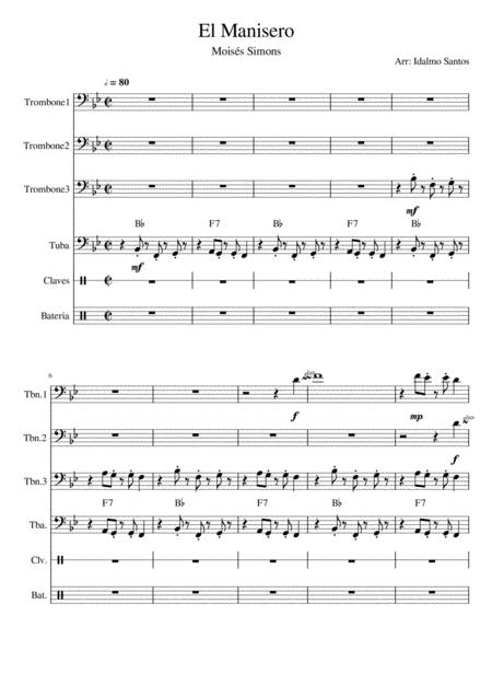 The Peanut Vendor El Manisero Trombone Quartet Version Sheet Music