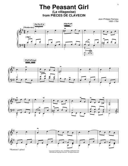 Free Sheet Music The Peasant Girl La Villageoise