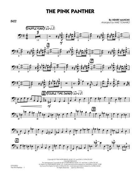 Free Sheet Music The Pink Panther Arr Mike Tomaro Bass