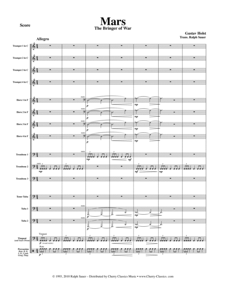 The Planets 7 Movement Suite Complete For 14 Piece Brass Ensemble W Timpani Percussion Sheet Music