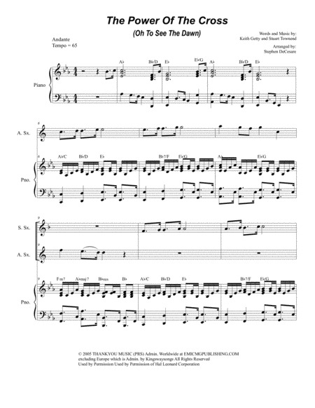 The Power Of The Cross Oh To See The Dawn Duet For Soprano And Alto Saxophone Sheet Music