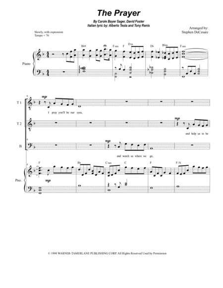 The Prayer For Ttb Sheet Music