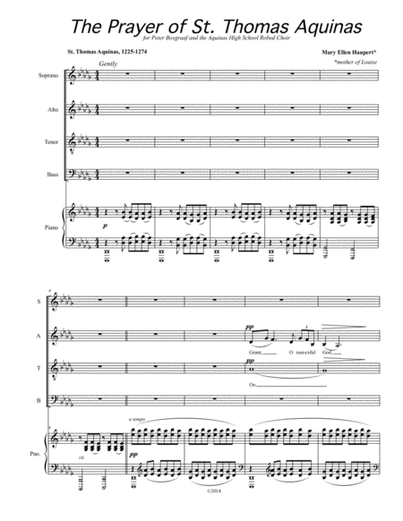 Free Sheet Music The Prayer Of St Thomas Aquinas