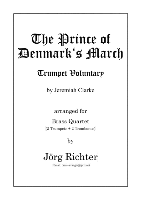 Free Sheet Music The Prince Of Denmarks March Trumpet Voluntary For Brass Quartet