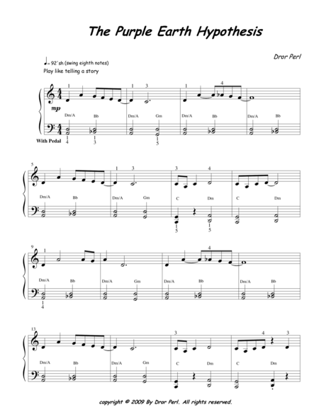 Free Sheet Music The Purple Earth Hypothesis