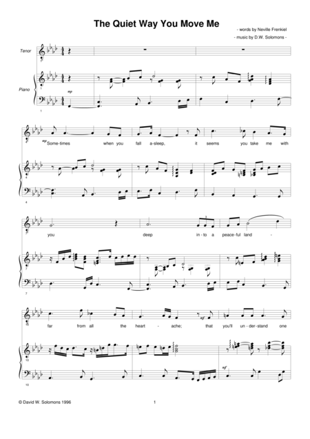 The Quiet Way You Move Me For Medium Voice And Piano Sheet Music