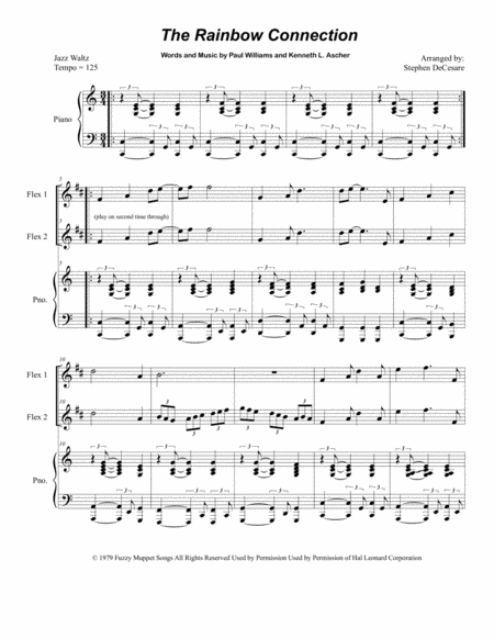 The Rainbow Connection Duet For Jazz Trumpet Or Saxophone Sheet Music