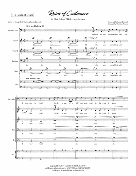 Free Sheet Music The Rains Of Castamere