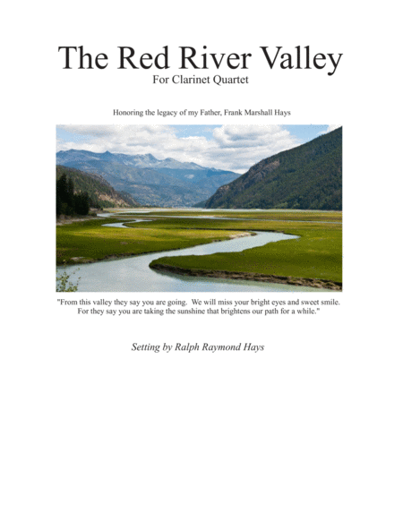 The Red River Valley For Clarinet Quartet Sssb Or Ssab Sheet Music