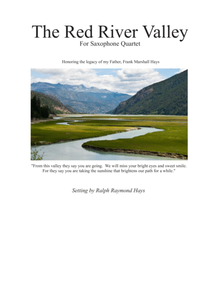 The Red River Valley For Saxophone Quartet Satb Or Aatb Sheet Music