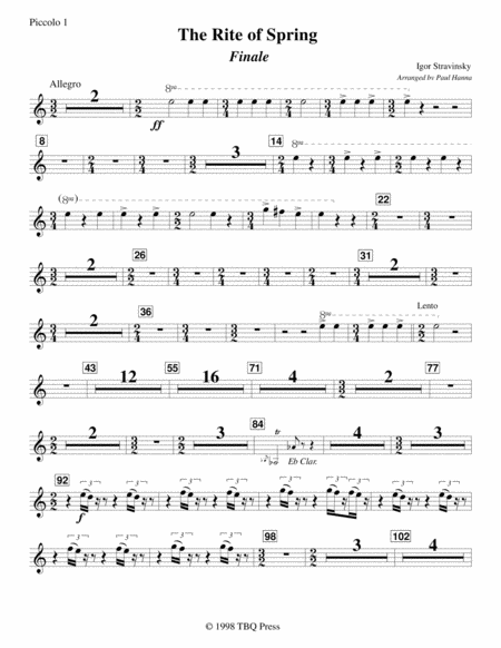 The Rite Of Spring Finale Parts Sheet Music