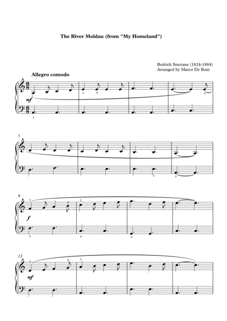 The River Moldau By Smetana For Easy Piano Sheet Music