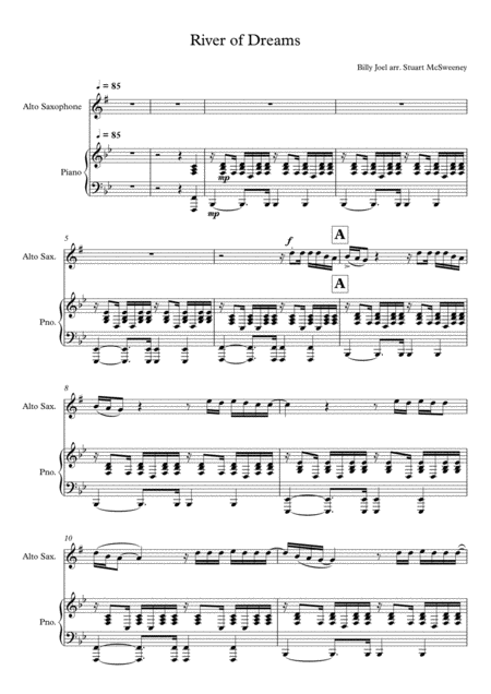 Free Sheet Music The River Of Dreams Alto Sax Solo