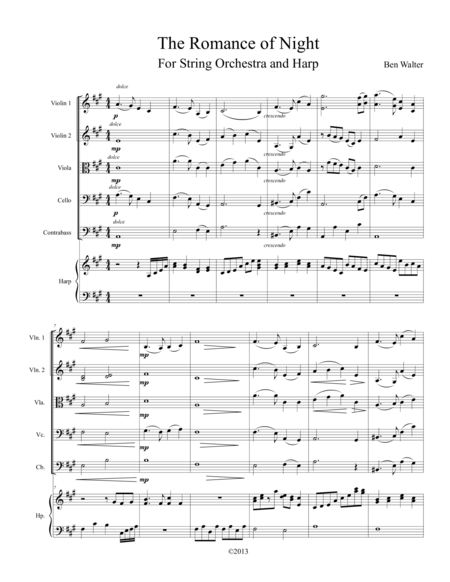 The Romance Of Night For String Orchestra And Harp Sheet Music