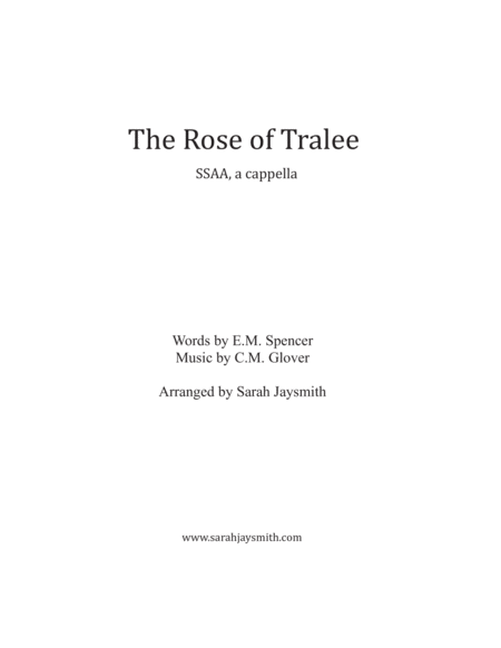 The Rose Of Tralee Ssaa A Cappella Arranged By Sarah Jaysmith Sheet Music