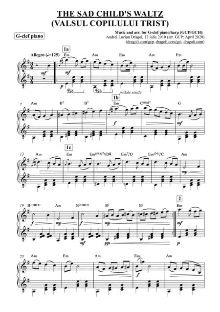 The Sad Childs Waltz Valsul Copilului Trist Arr For G Clef Piano Harp Gcp Gch Including Lead Sheet Sheet Music