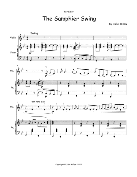 Free Sheet Music The Samphier Swing For Violin