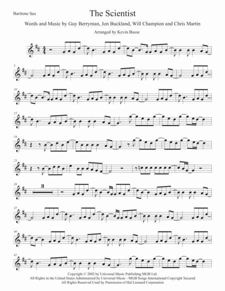 The Scientist Bari Sax Sheet Music