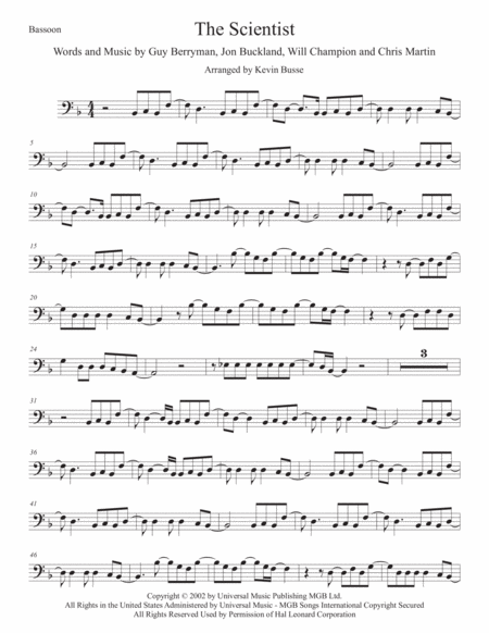 Free Sheet Music The Scientist Bassoon