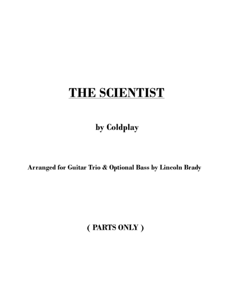 The Scientist By Coldplay Guitar Ensemble Parts Only Sheet Music