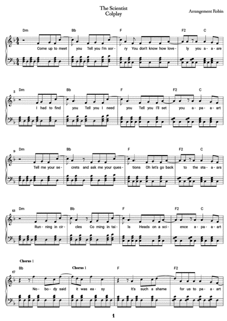 The Scientist By Coldplay Sheet Music