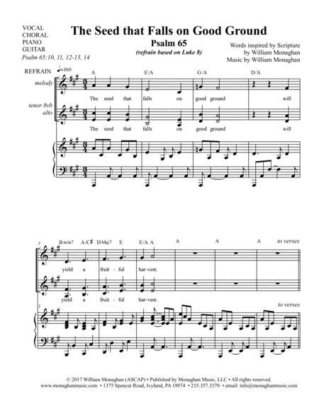 Free Sheet Music The Seed That Falls On Good Ground Psalm 65