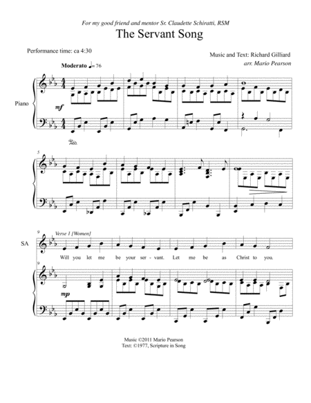 The Servant Song Satb Piano Version 2 Sheet Music