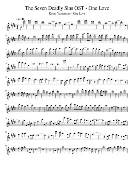 The Seven Deadly Sins Ost One Love Sheet Music