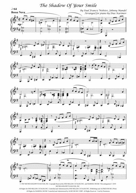 The Shadow Of Your Smile For Piano With Solo Improvisation Part Sheet Music